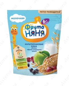 Фруто Няня Каша молочная Мультизлаковая Яблоко, Вишня и черная Смородина 200г